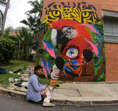 Franklin Piaguaje y sus murales que rescatan la tradición indígena 